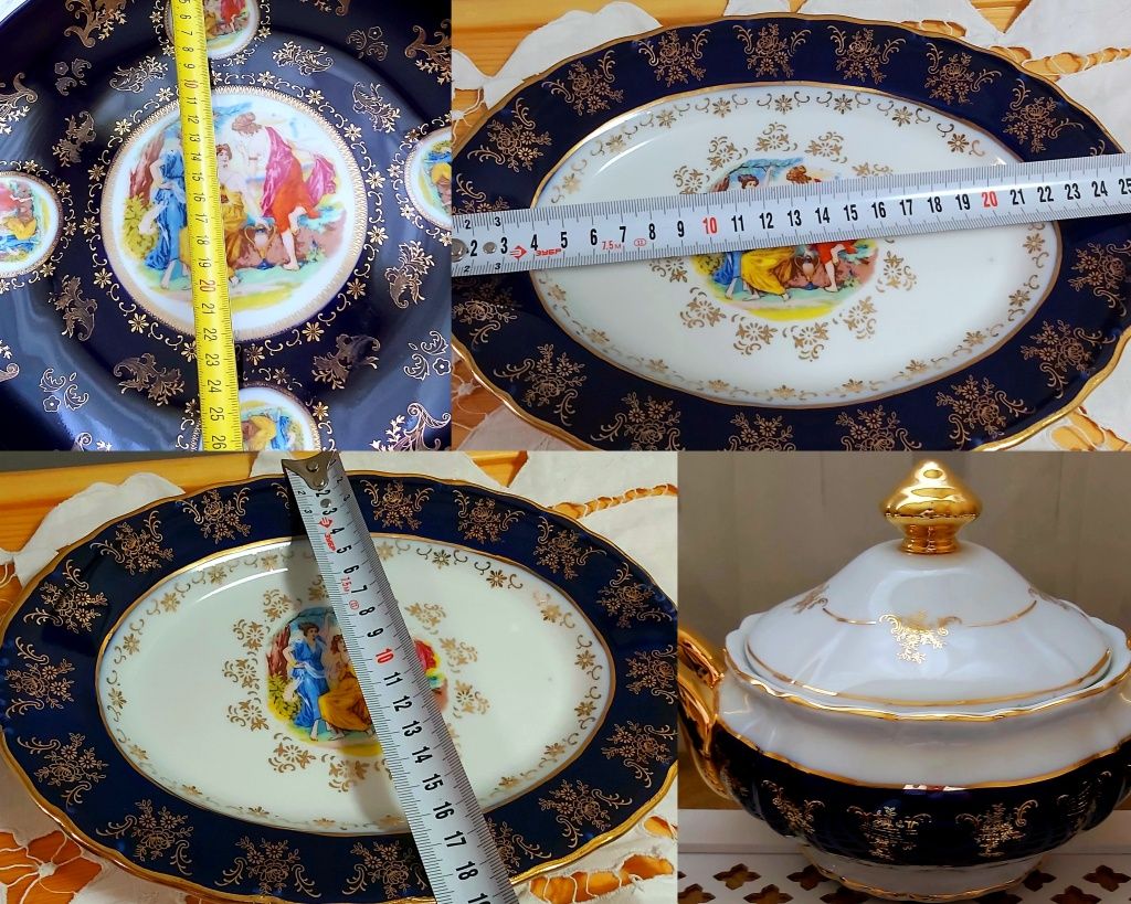 КобальтовыеТарелки СССР,Соусник Белая Роза,Блюдо Мадонна Чехия