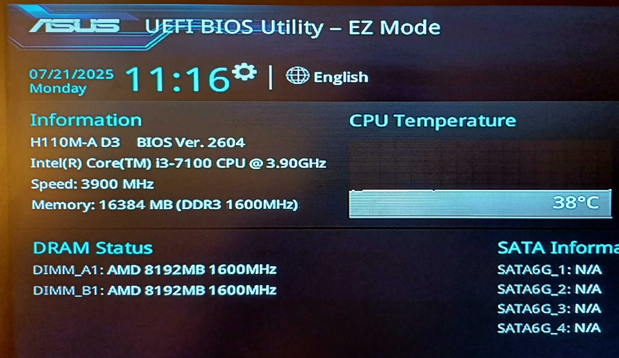 Комплект: Asus H110M-A D3 + Intel Core i3 7100 + DDR3L 2x8 - 16 GB