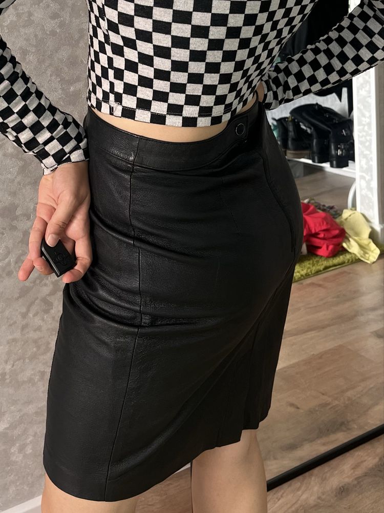 Винтаж юбка Pelle Cuir - кожа, сделано в Корее