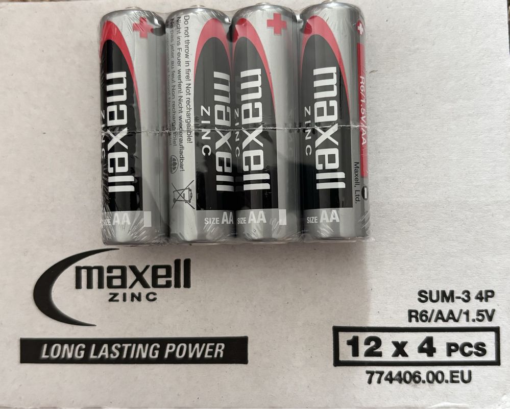 Батарейки R6/AA/1.5V maxell zinc