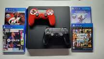 Продаю ps4 slim с двумя джостиками и 4 игры
