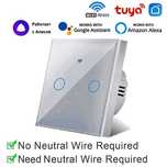 Выключатель двухканальный сенсорный Wi-Fi без нуля с Алисой