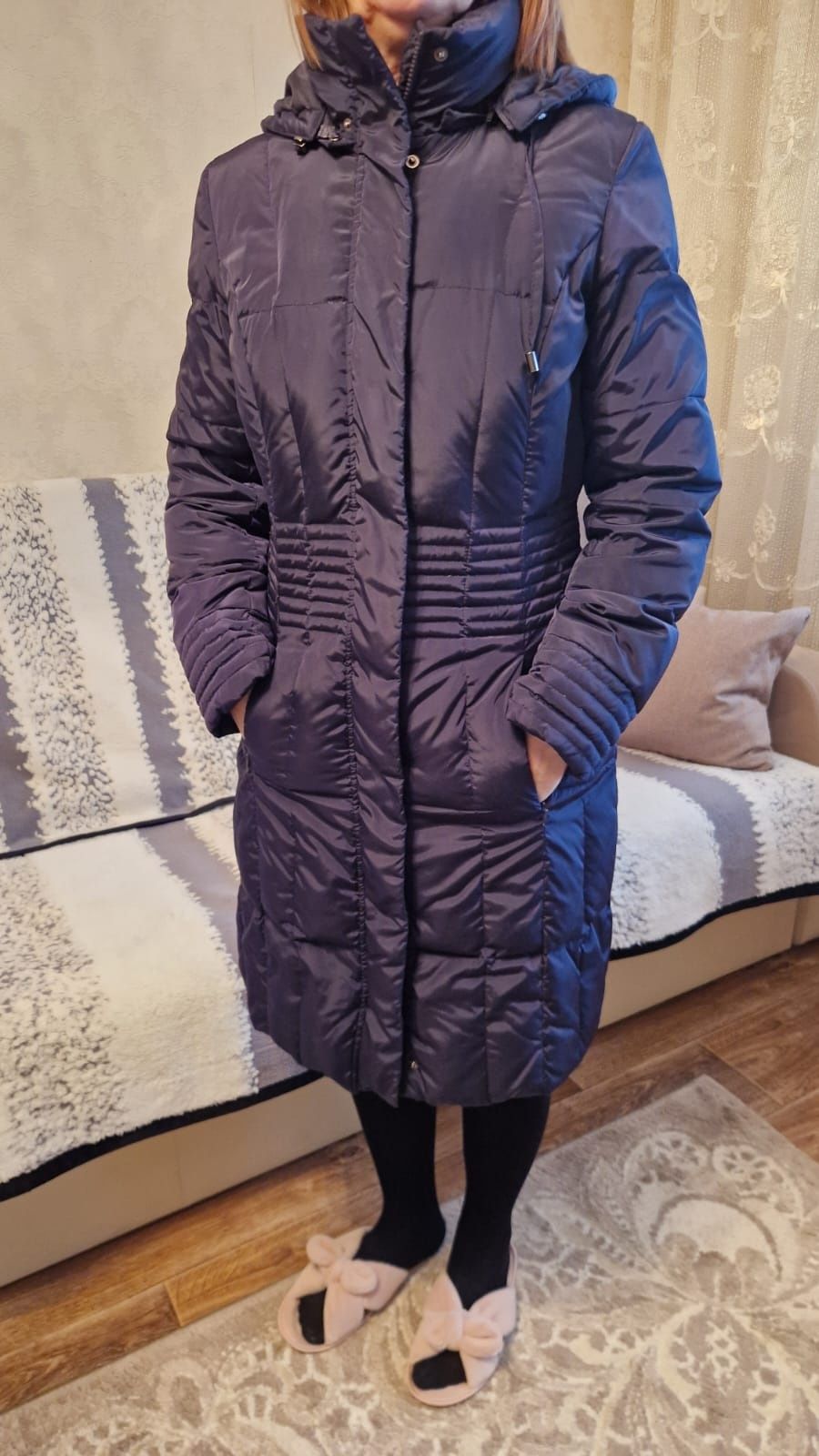 Пуховик женский зимний синий