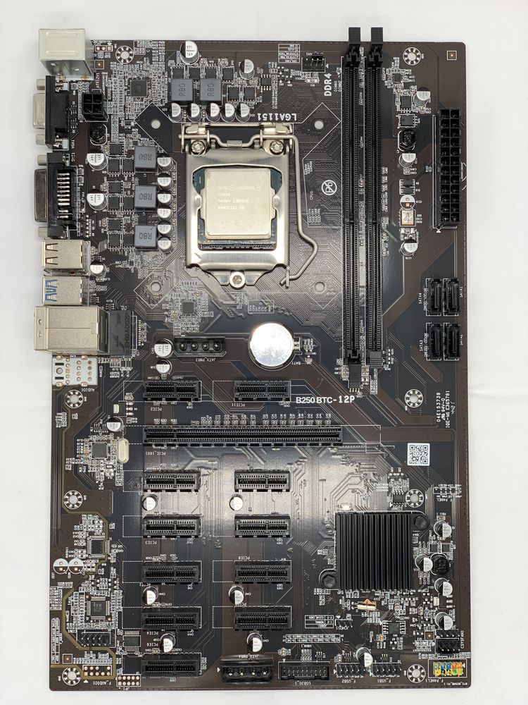 Материнская плата соккет1151 b250 на 12 карт + процессор Celeron G3900