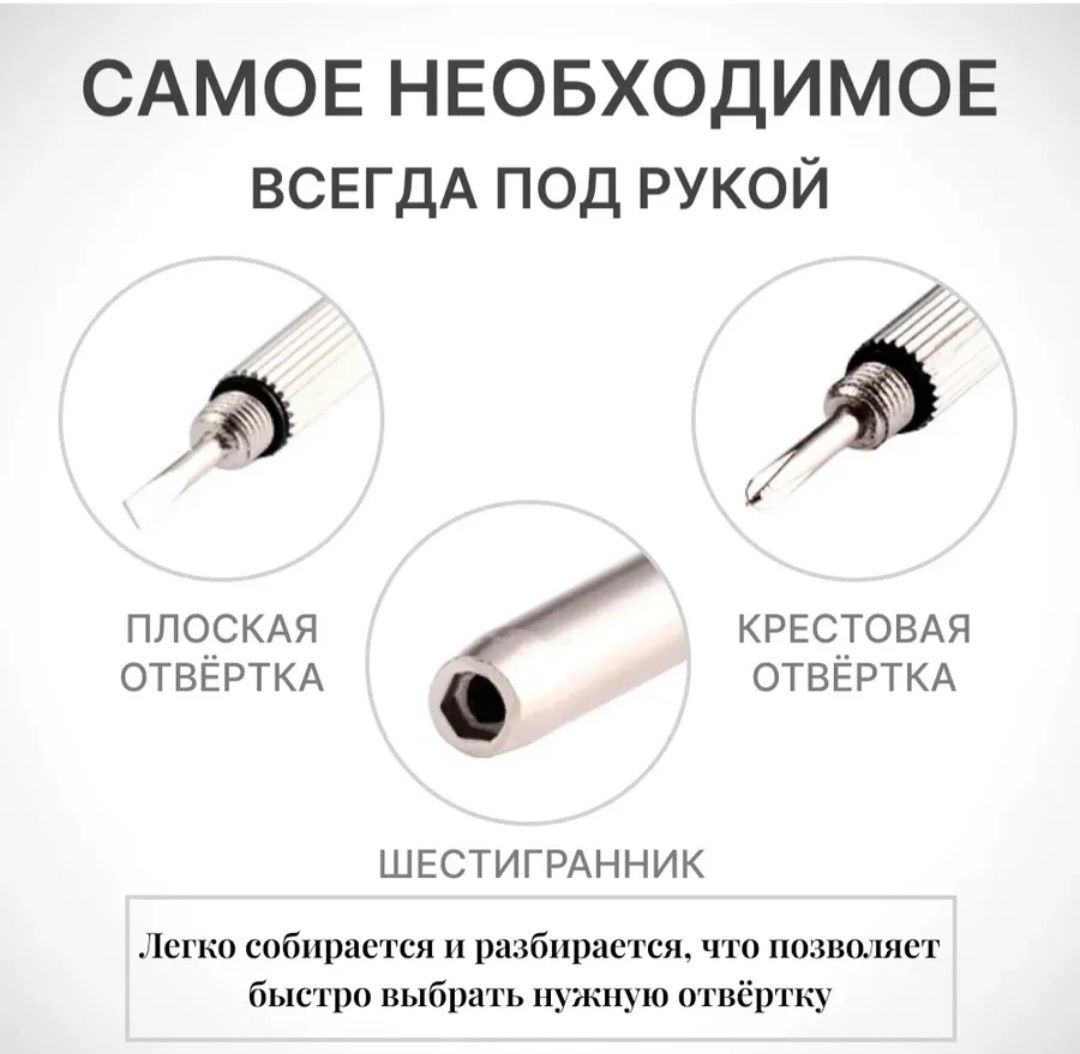 Отвёртка: крестовая-плоская-шестиграник.