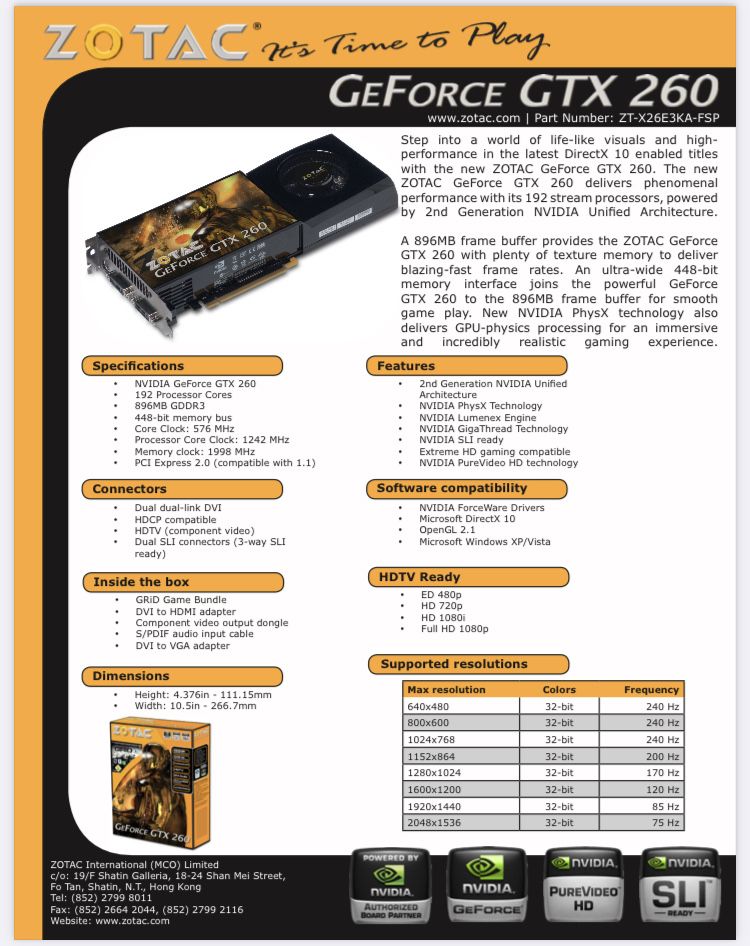 Продам видеокарта GTX 260
