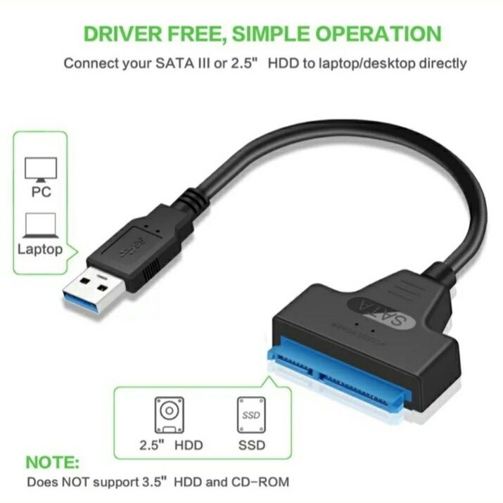 Sata адаптер для HDD 2.5 и SSD, переходник для жесткого диска, Сата