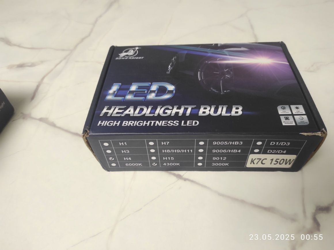 LED лампы H4 DawnKnight K7C — комплект 3 шт (2 б/у + 1 новая)