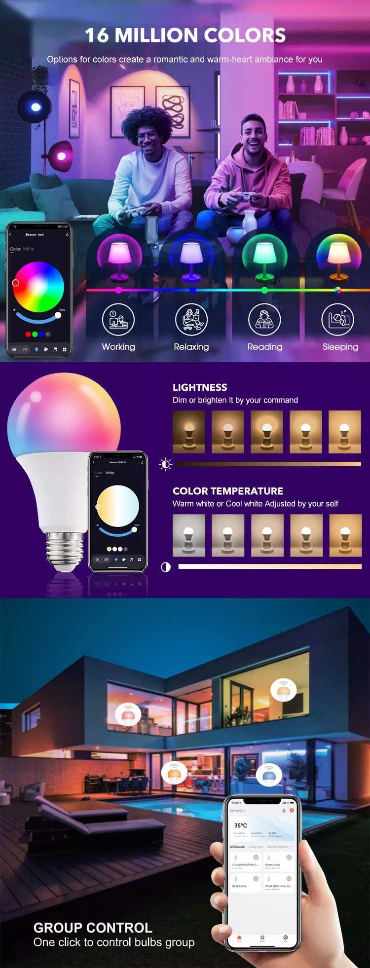 Светодиодная Умная Rgb-лампочка