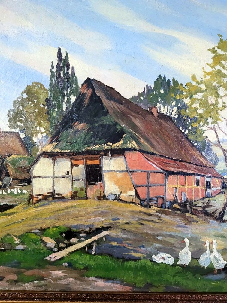 Красивая старинная картина, масло,холст
