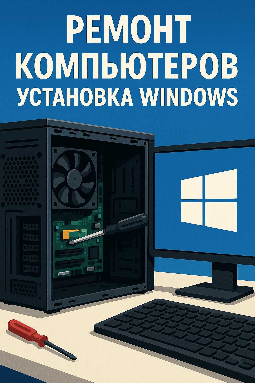Ремонт и настройка компьютеров, Установка Windows, выезд