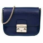 Furla Navy Blue Leather Mini Metropolis Crossbody Bag