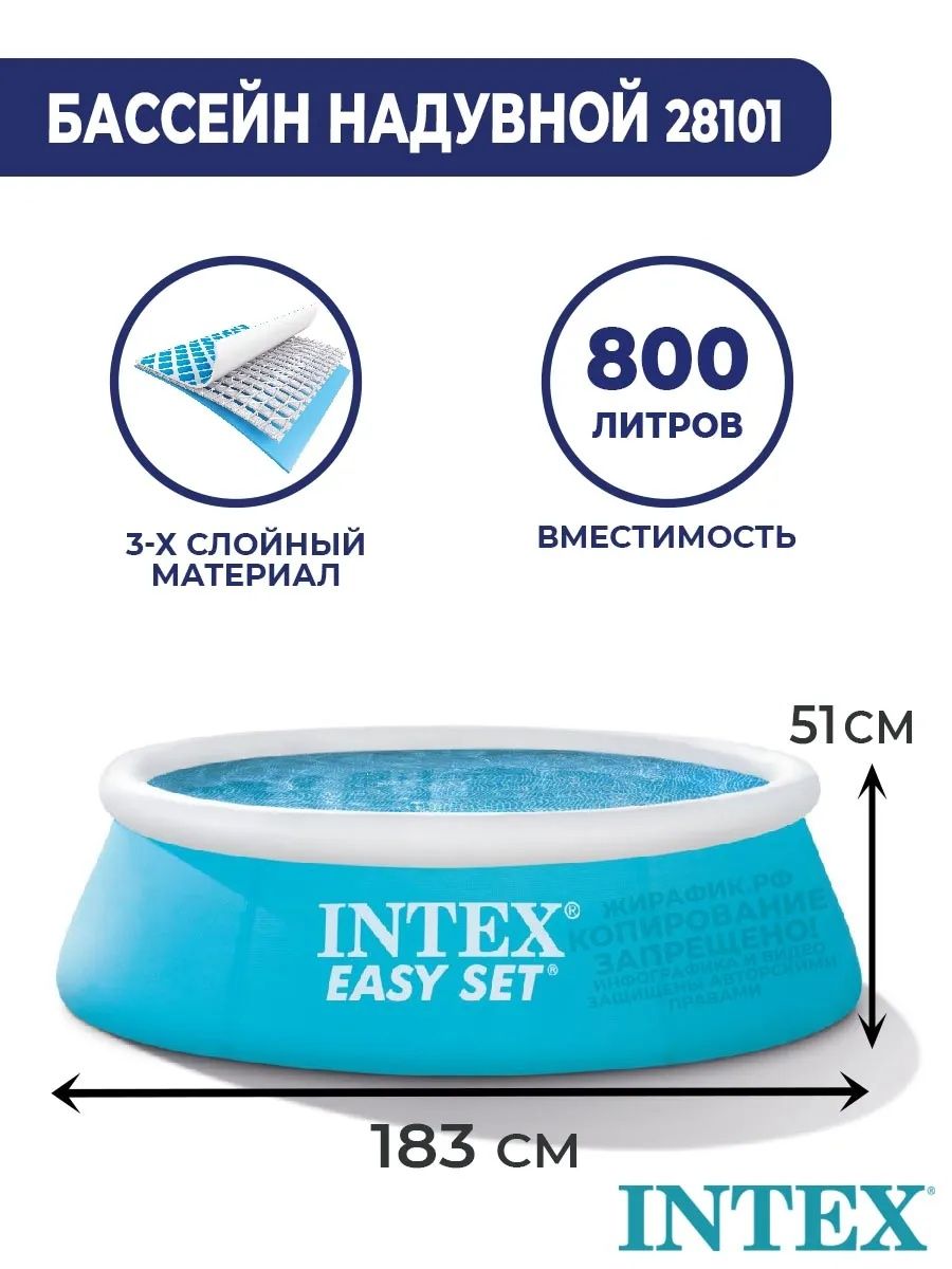 Надувной бассейн 183x51см, интекс