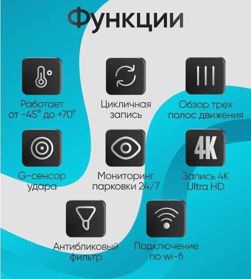 Видеорегистратор для автомобиля 4К с камерой заднего вида