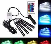 RGB подсветка ног и салона авто со звуковым контроллером 4 модуля aaa