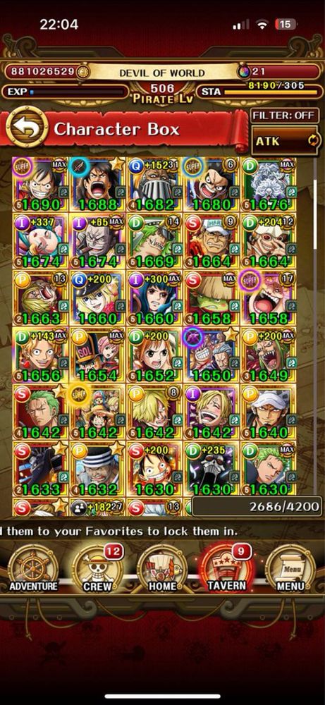Продам аккаунт игры One Piece Treasure cruise 500lvl, 200 легендарок