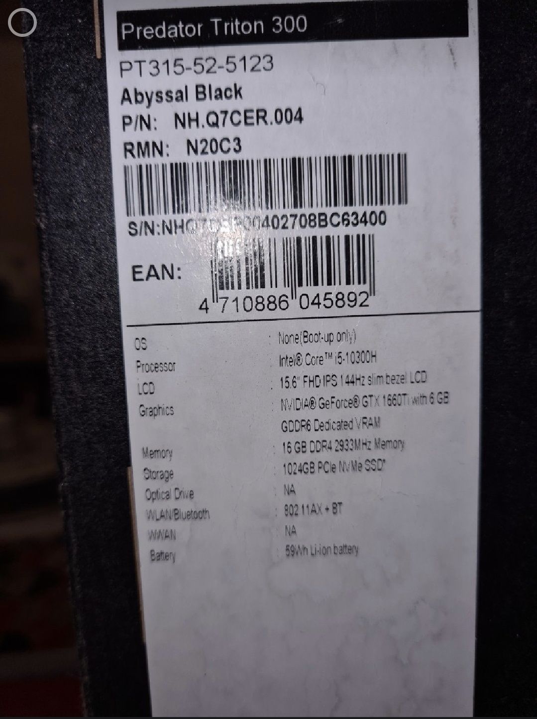 Ноутбук Acer Predator Triton 300
