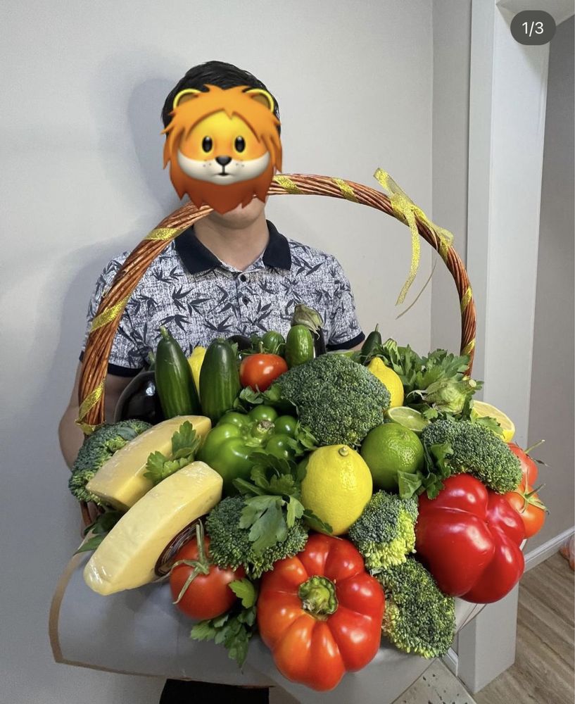 Корзина 100% наполнение с низа до ручки из/фруктов/сухофруктов