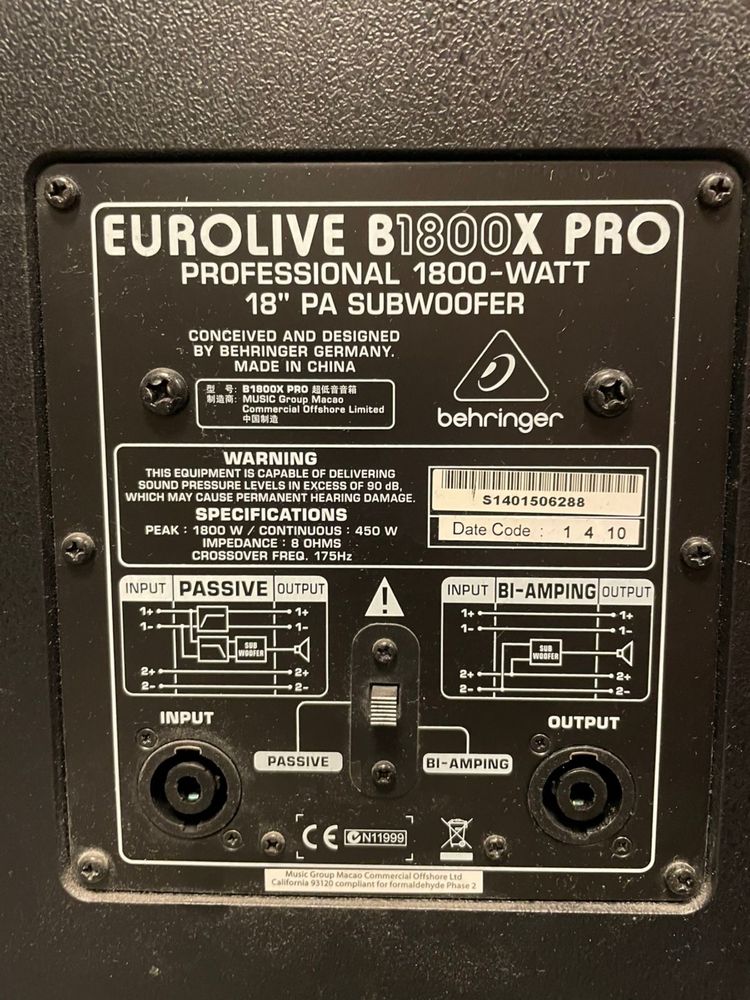 Продам комплект аппаратуры Behringer evrolive b1800x pro колонки