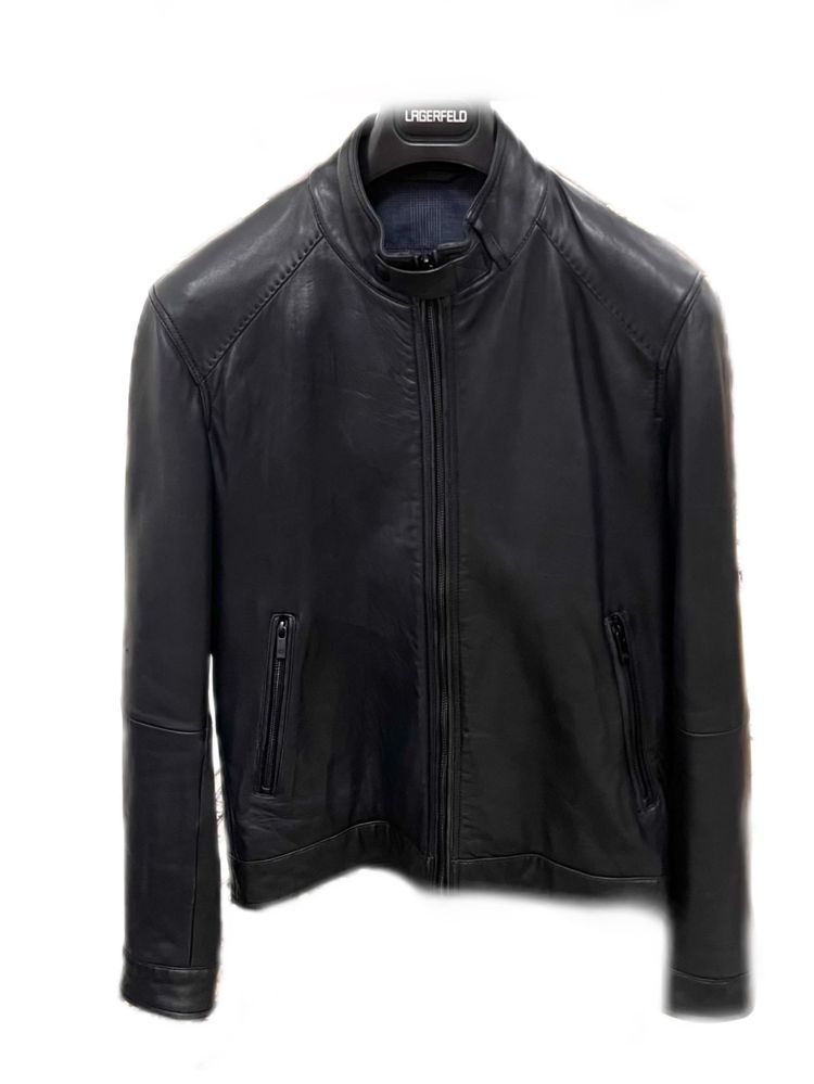 Мужская дорогая кожаная куртка Massimo Dutti. 100% мягкая кожа наппа