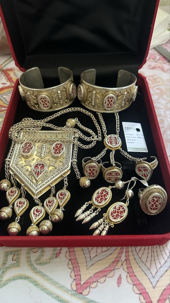 Серебро күміс комплект Алтын жалатылған