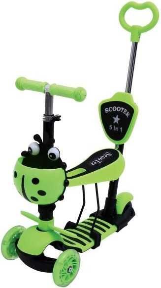 Самокат ScooTer 5 в 1 Божья коровка розовый,зеленый,синий
