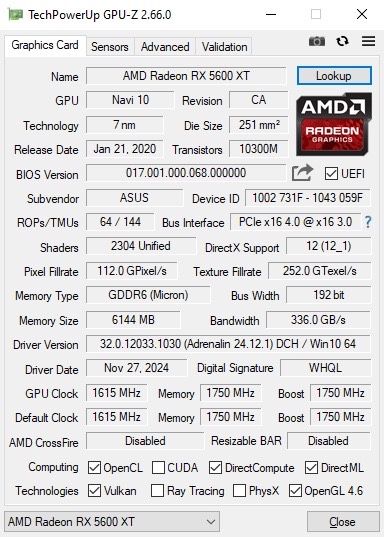 Видеокарта Asus Radeon RX 5600 XT