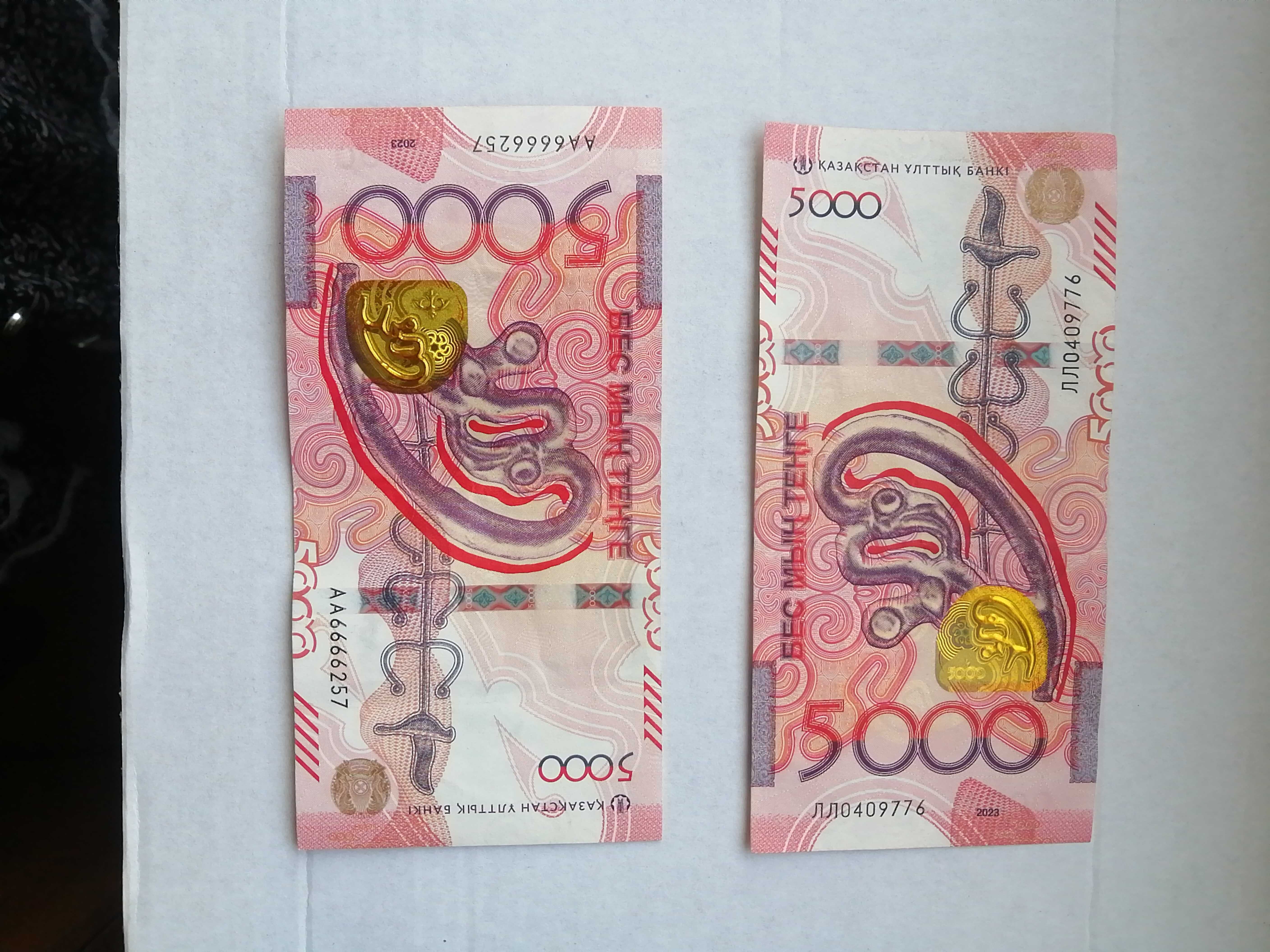 Денежные купюры 5000 тенге