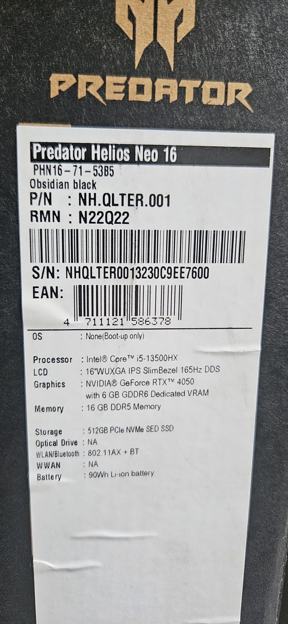 Ноутбук Acer Predator Helios Neo 16 PHN16-71-53B5