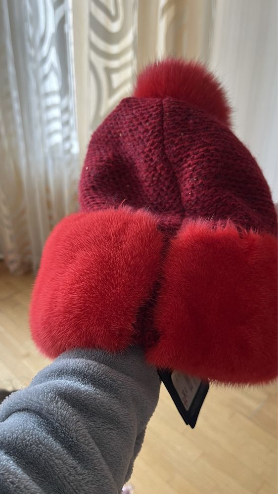 новая модная зимняя шапка с Европы. норка