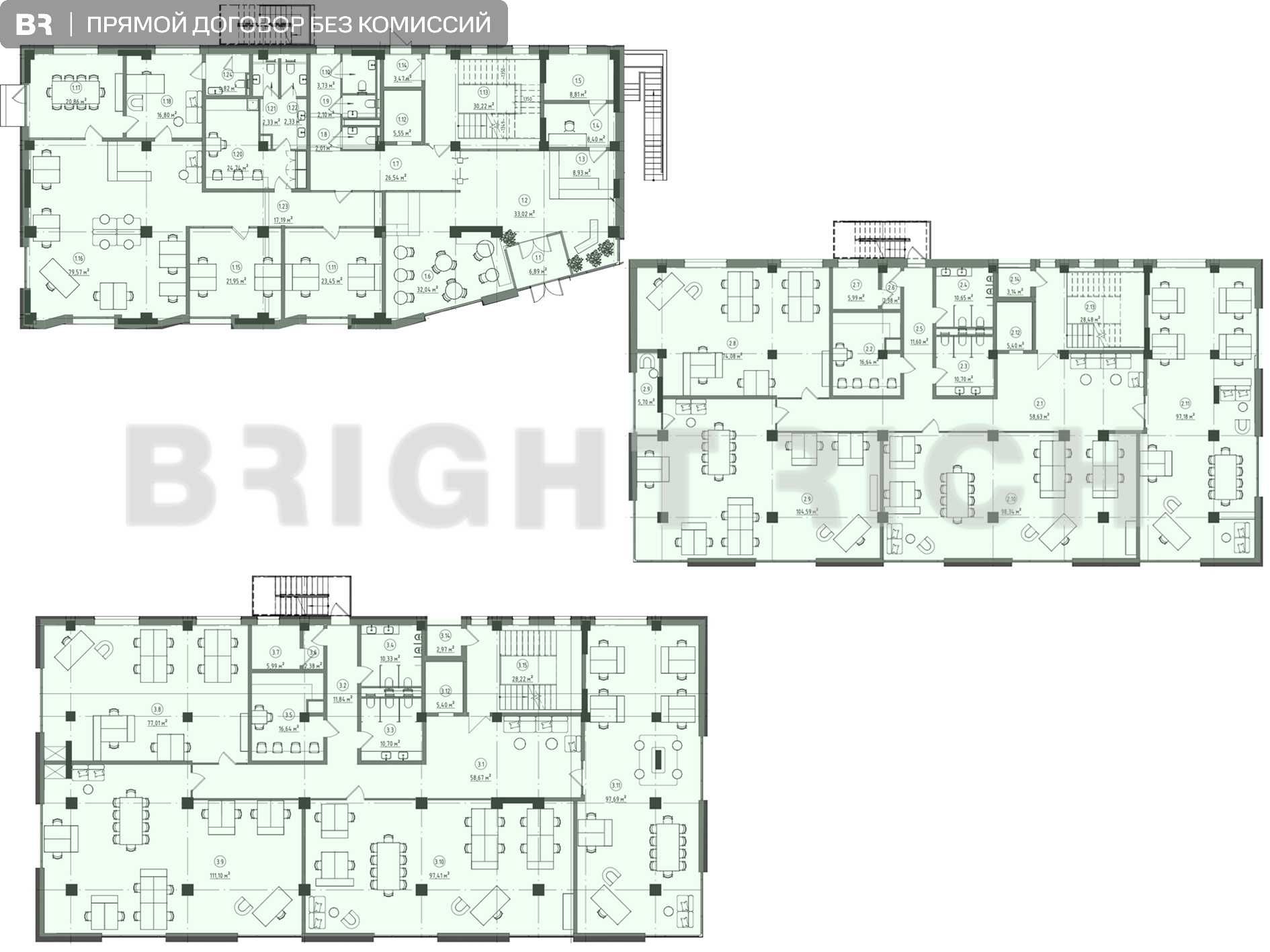 Продажа офиса в новом бизнес центре Тетрис - 1988.3м²