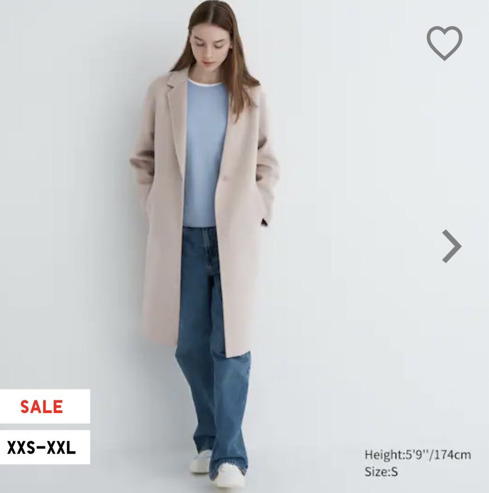 Пальто Uniqlo юникло женское новое белое светлое бежевое