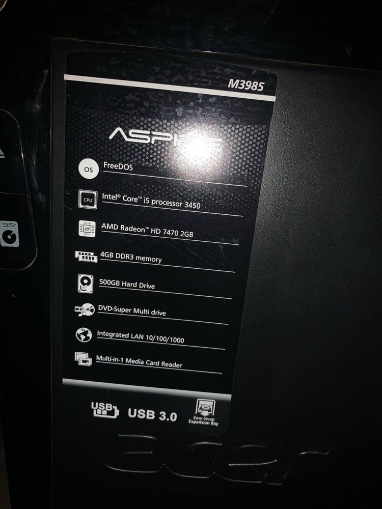 Продаю Пк ACER Aspire M3985 в рабочем состояние. Все в описании.