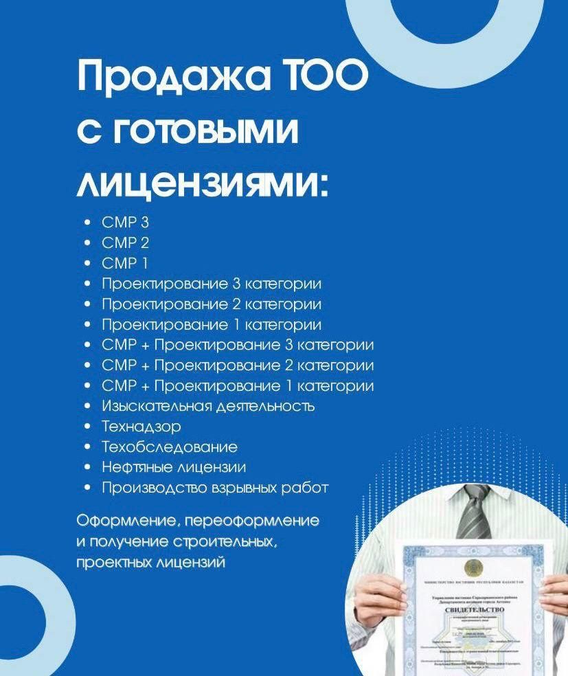 Продам ТОО 1 СМР и отдельно в продаже 1 ПД проектная полный перечень
