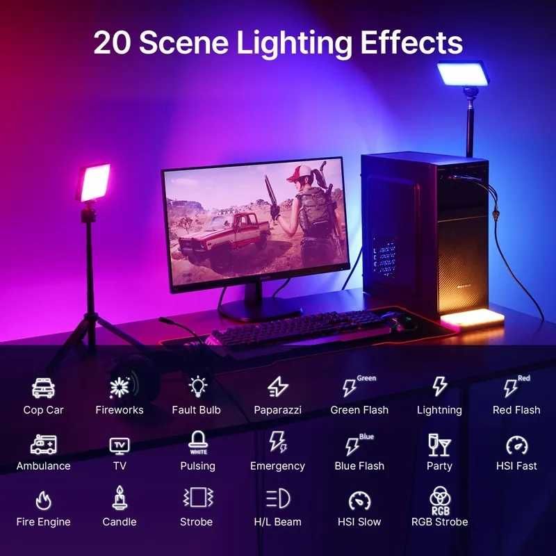 Портативный RGB видеосвет, светодиодная LED лампа для фото и видео