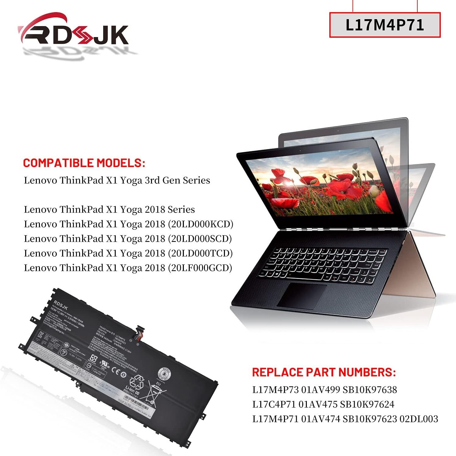 Аккумулятор для ноутбука thinkpad x1 yoga 3rd gen батарейка lenova