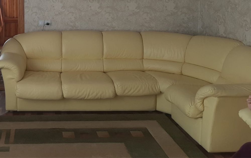Продам кожанный ,раскладной диван и железные две кровати