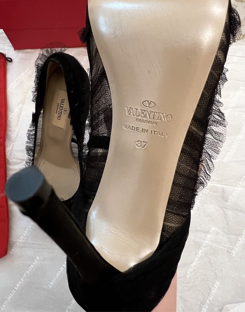 Черные итальянские туфли босоножки от VALENTINO, оригинал, Италия