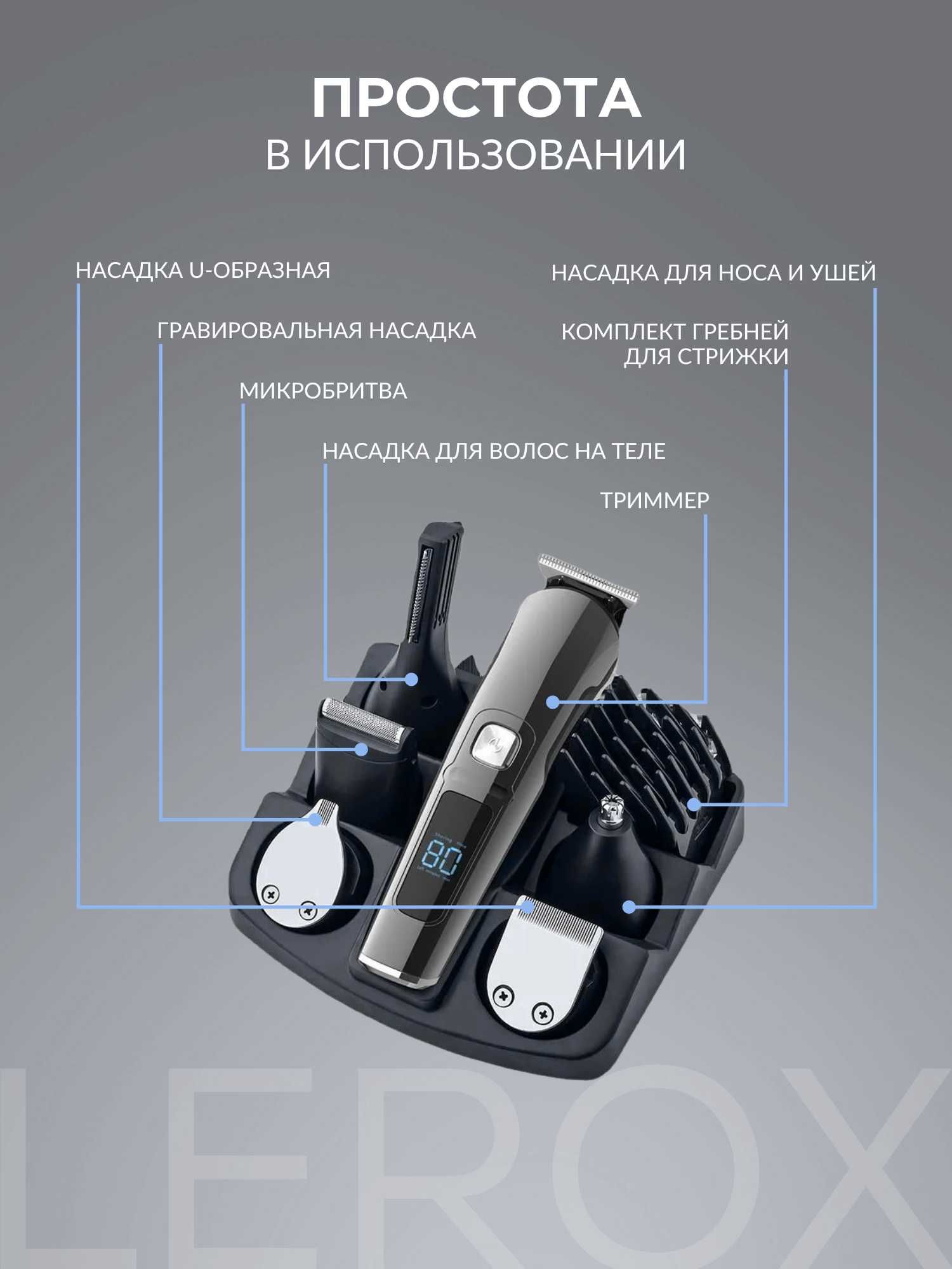 Триммер, бритва, набор для бороды, 16 предметов НОВЫЙ / Kaspi Red
