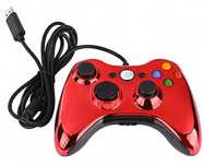 Джойстик для XBOX 360 проводной красный хром