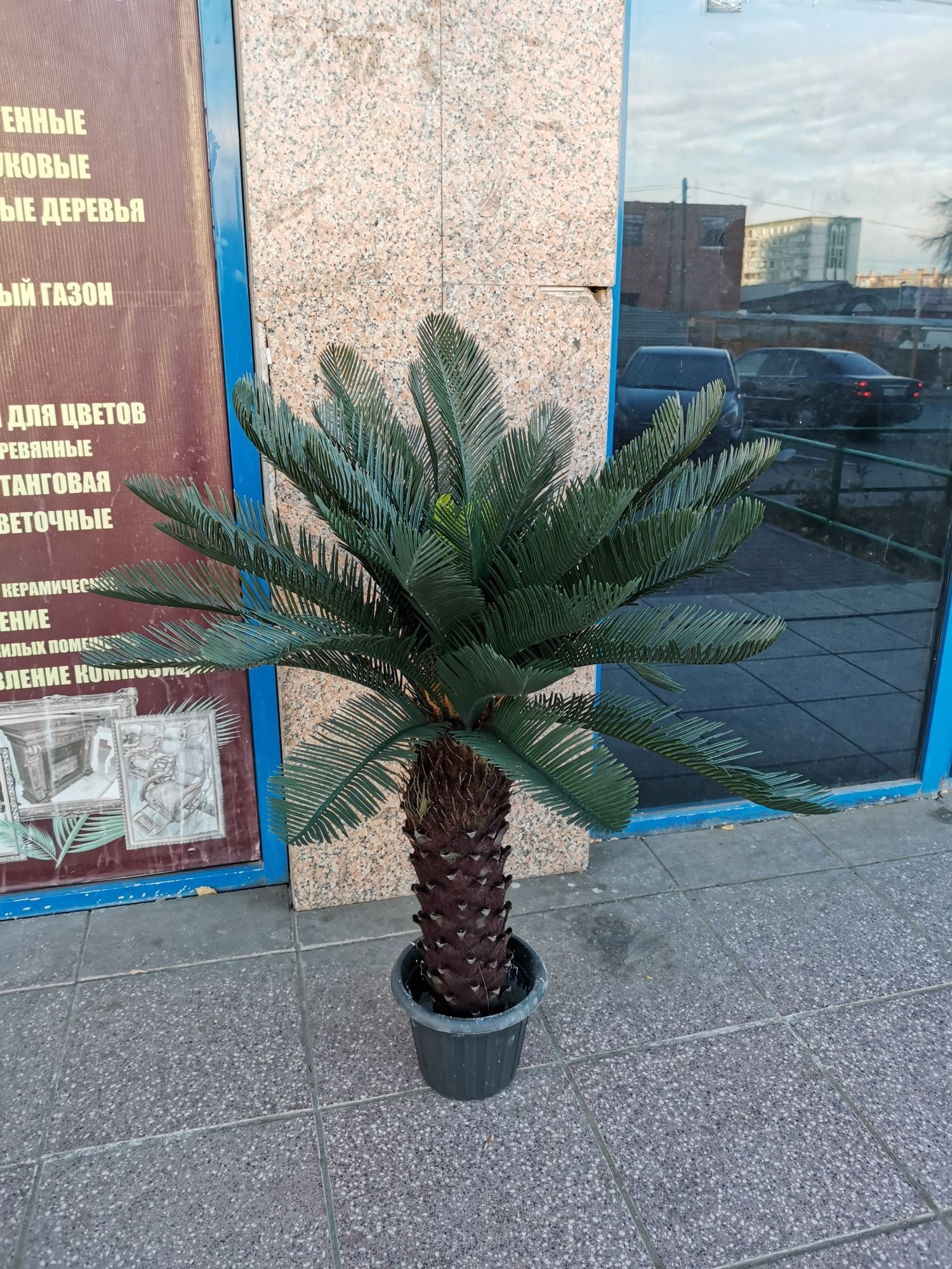 Пальмы искусственные высота до трёх метров.