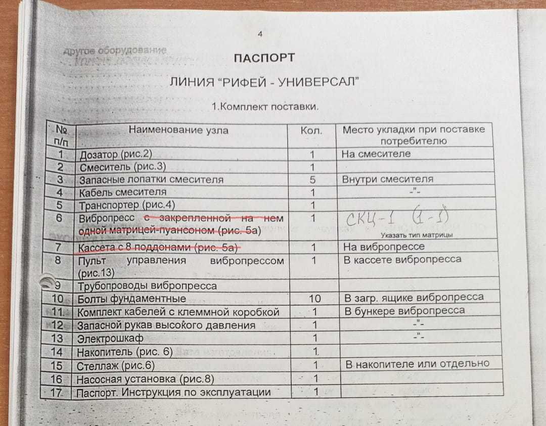 Линия для изготовления кирпичей "Рифей-Универсал"