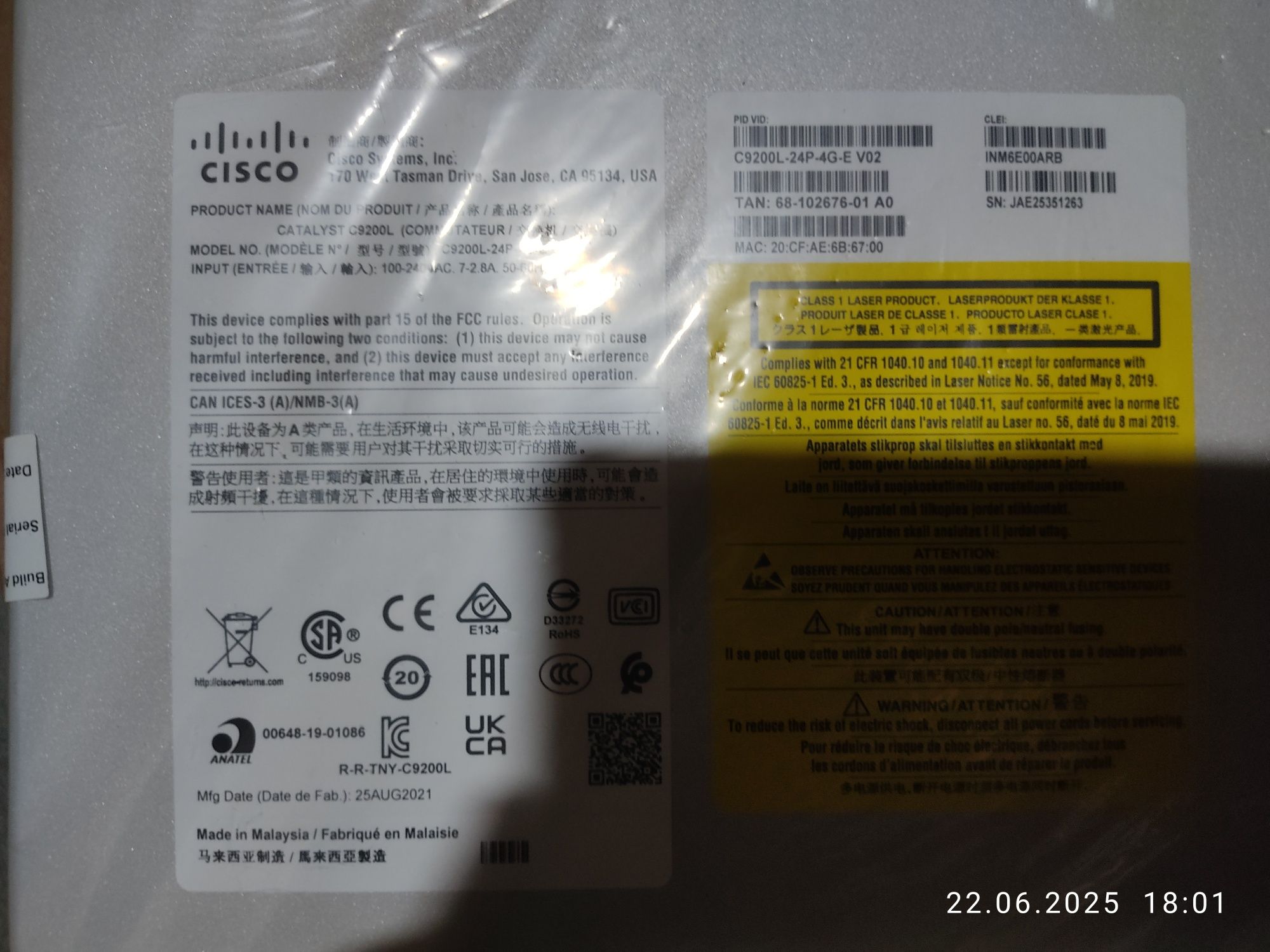 коммутатор Cisco C9200L-24P-4G-E
Состояние - Новый
Кол-