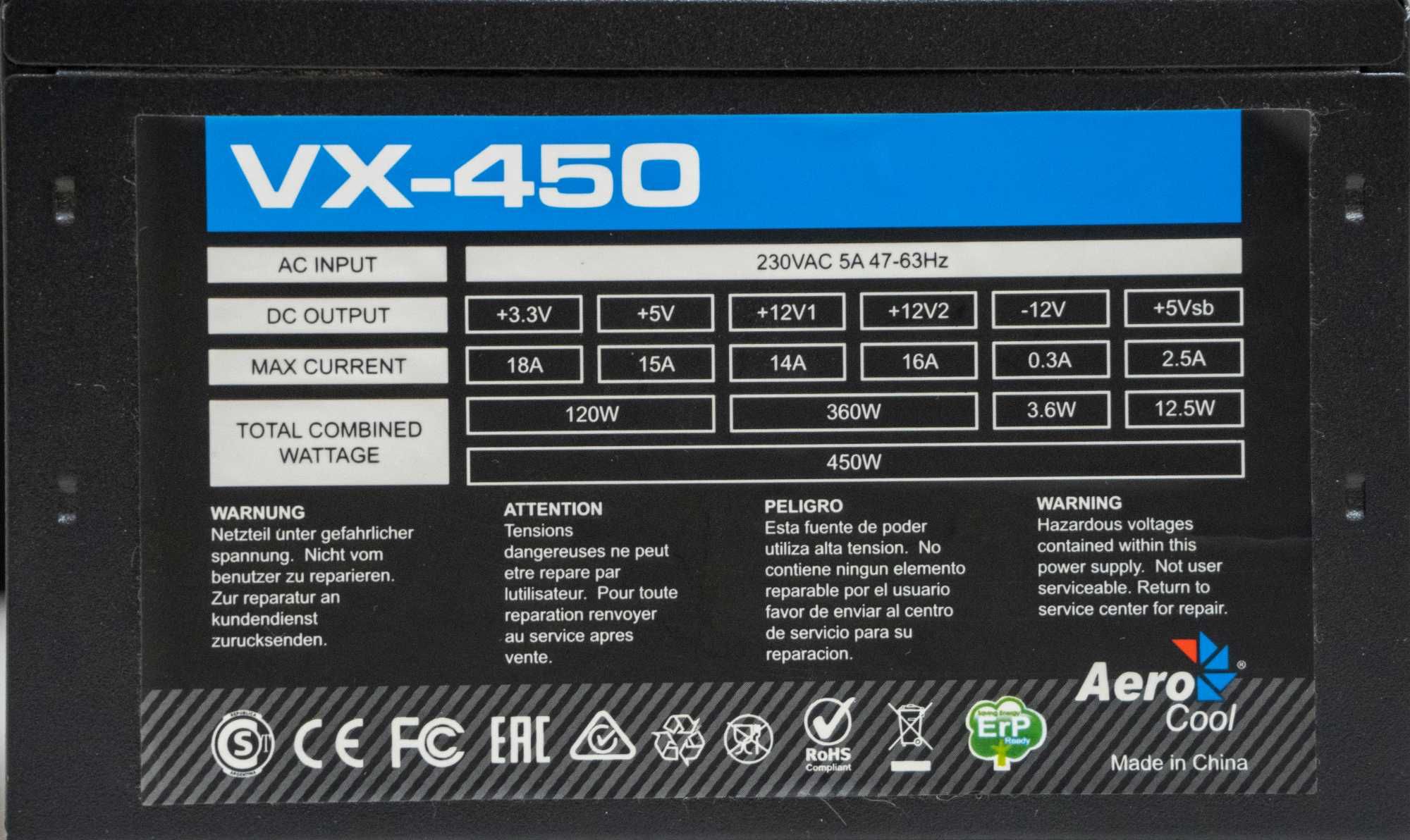 Блок питания Aerocool VX-450