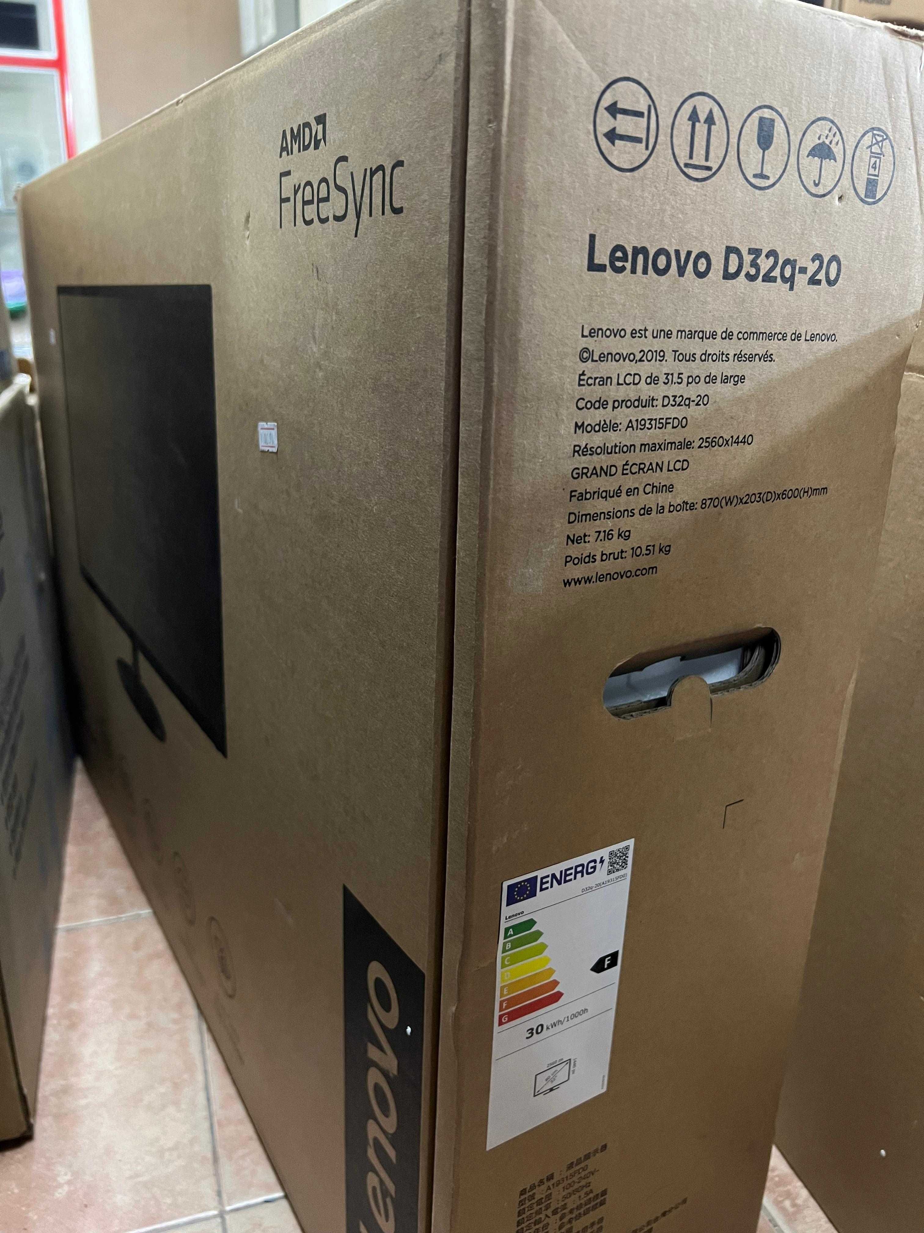 Монитор Lenovo D32q-20, 31.5-дюймовый с IPS-матрицей 75 Герц