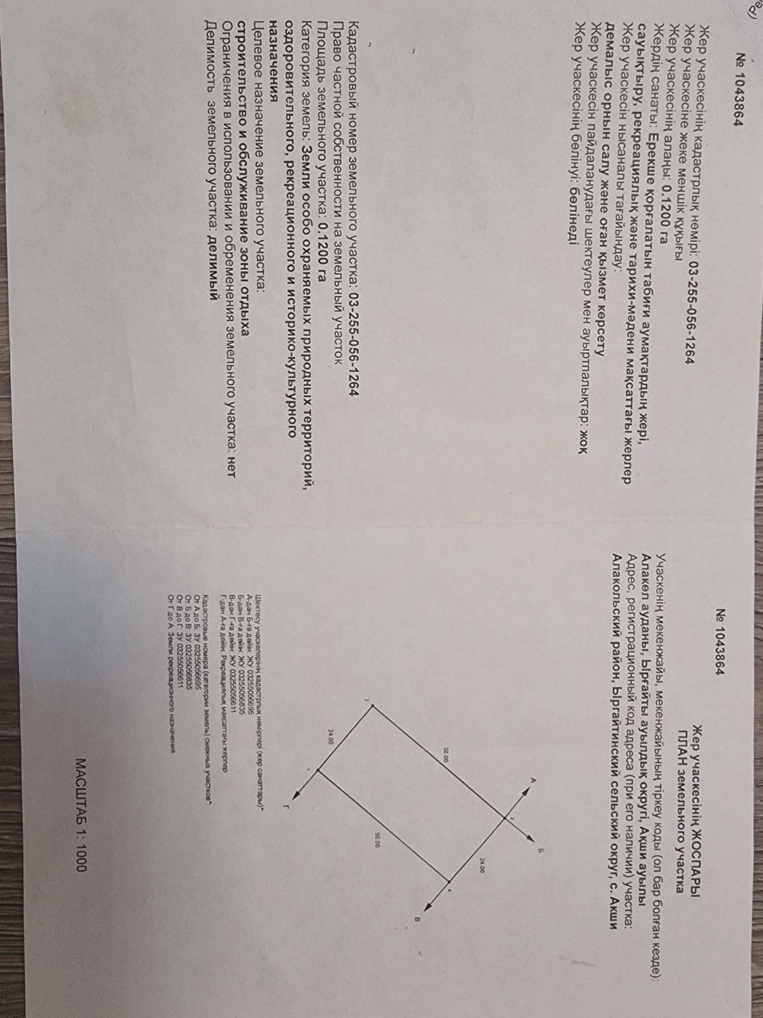 Продам земельный участок в с. Акши на берегу Алаколя