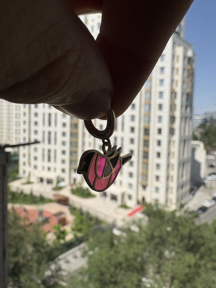 Серьги золотые «Снегири», ручной работы