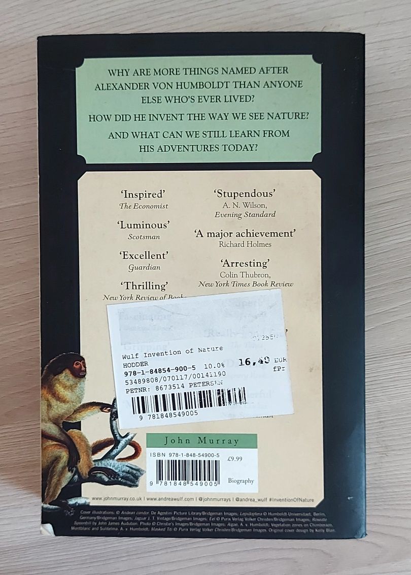 Книга на английском языке. "THE INVENTION OF NATURE" – Andrea Wulf.