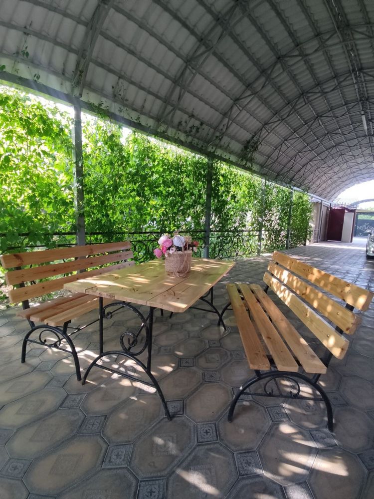 Стол 150х80см, скамейки