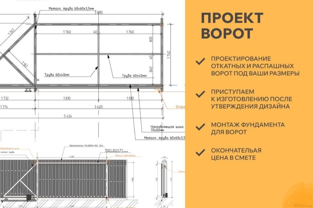 Откатные ворота,изготовление,монтаж 450000 т